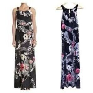 White House Black Market Black Floral Maxi Dress